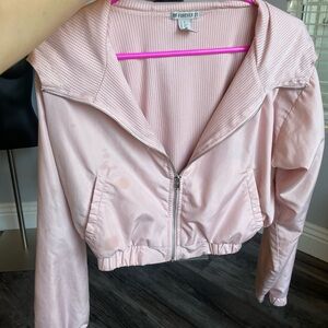 Pink cropped windbreaker hoodie